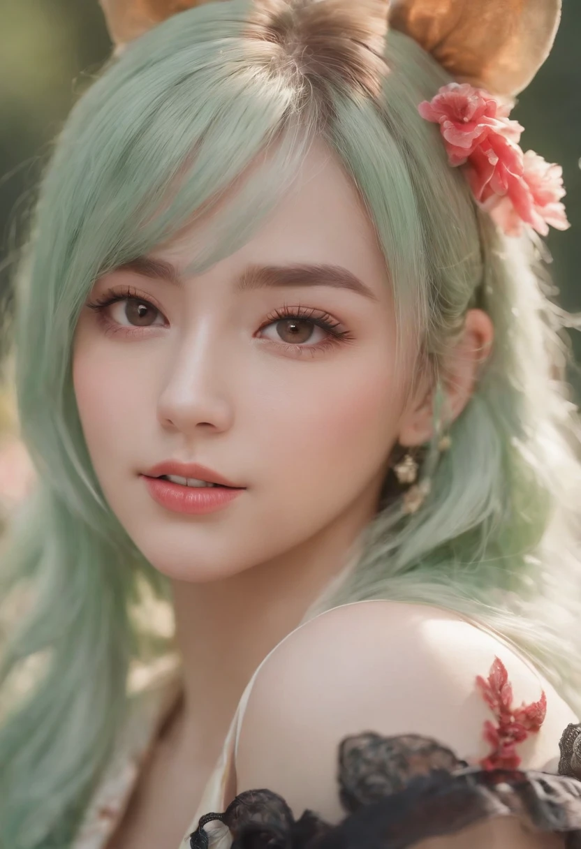 (Focus on the detailed mouth),(big laughter),(hor ears),anime girl with colorful hair and a colorful dress,Rosla's soft vibrancy,Ross La cartoon vitality,style of anime4 K,a beautiful anime portrait,The artistic germ is rich and colorful!!!, !Dream Artgerm,Beautiful anime girls,anime styled digital art,Anime art wallpaper 4k,Anime art wallpaper 4 K,Digital anime art,extremely detailed art germ