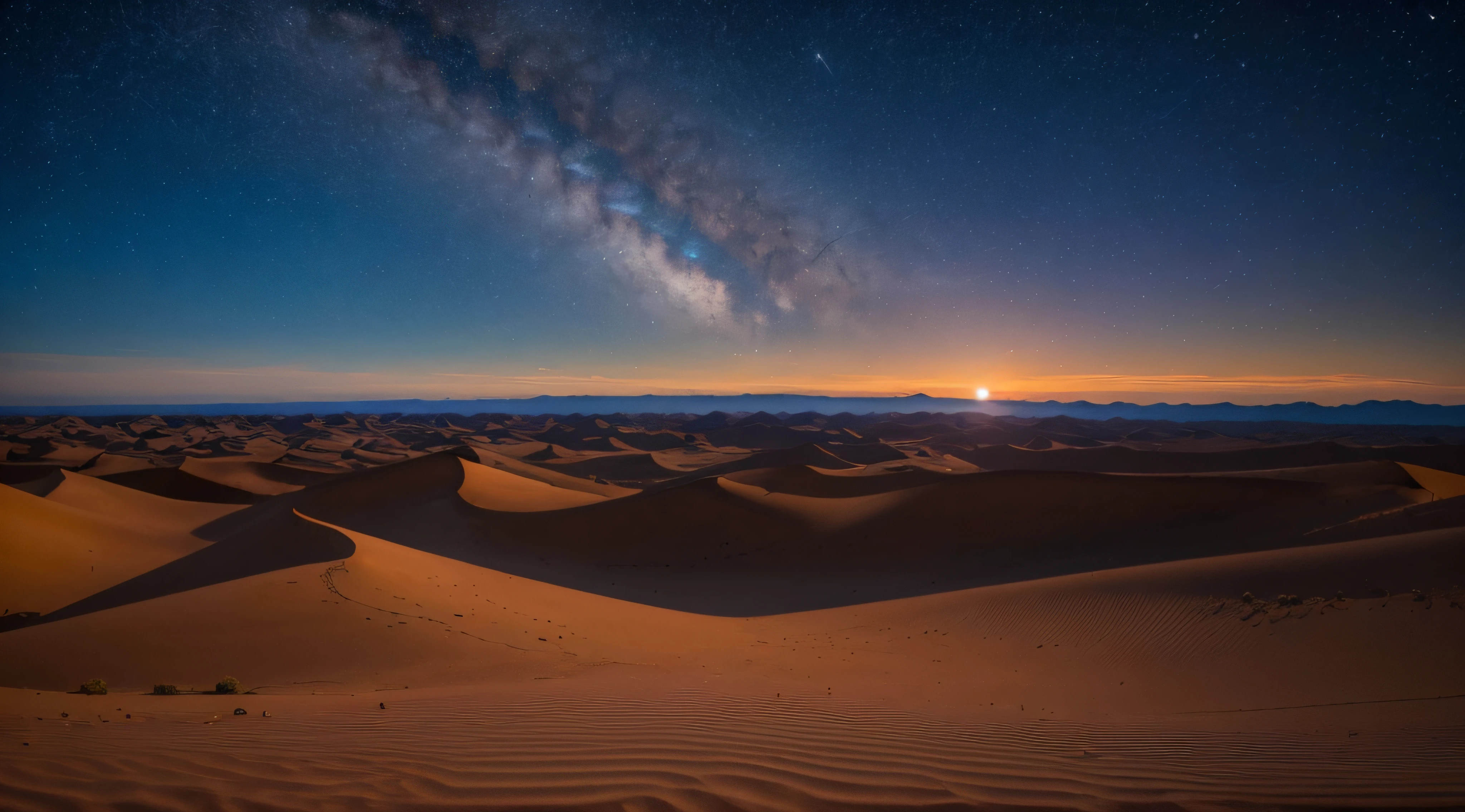 (((Superb view))),((​masterpiece,top-quality,16 K)),reallistic,A desert,Vast desert,Desert at night