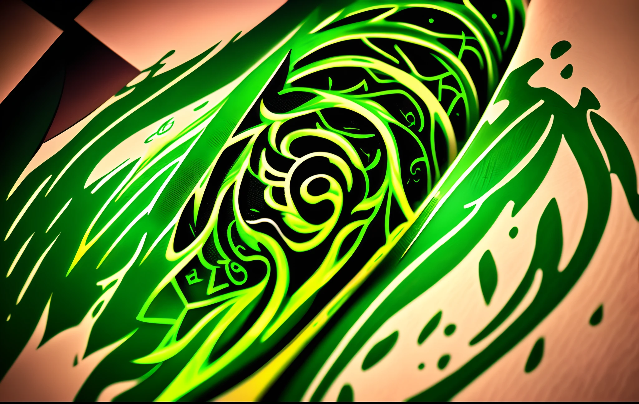 Logo de um studio de tatuagem com tema Medusa, estilo neon verde