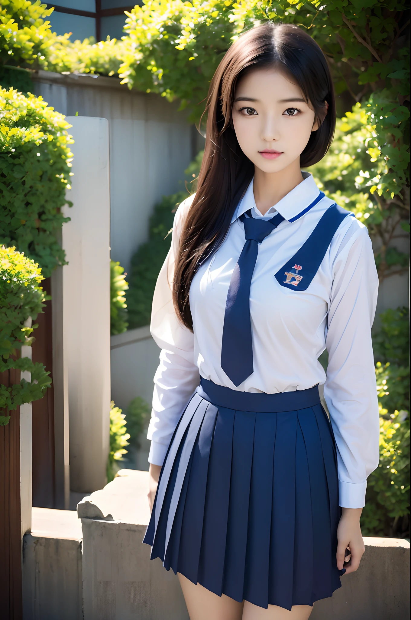 arafed asian woman in a school uniform posing for a picture, a picture inspired by Kim Jeong-hui, tumblr, shin hanga, korean girl, gorgeous young korean woman, cute schoolgirl, beautiful asian girl, asian girl, a hyperrealistic schoolgirl, beautiful south korean woman, jaeyeon nam, korean woman, beautiful young korean woman, school girl