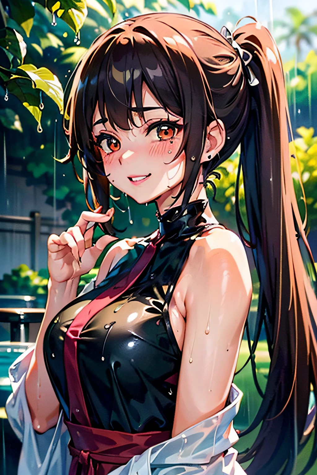 (highest quality, High resolution:1.2), One Mature Woman, otonashi kyoko,maison ikkoku,Beautiful Eyes, Beautiful lip detail, Highly detailed eyes and face, Long eyelashes, Vibrant colors, High resolution, Studio Lighting, Ultra-fine painting, Sharp focus, Physically Based Rendering, Very detailed explanation, Portraiture, Bent body, Big Breasts, Perfect Shape, Please show me your armpits, In-person audience, Sweatをかいた,((Sweatをかいた armpits)),((Sweat)), Please raise your hand, Half-body photo, View in full frame, Sleeveless turtleneck