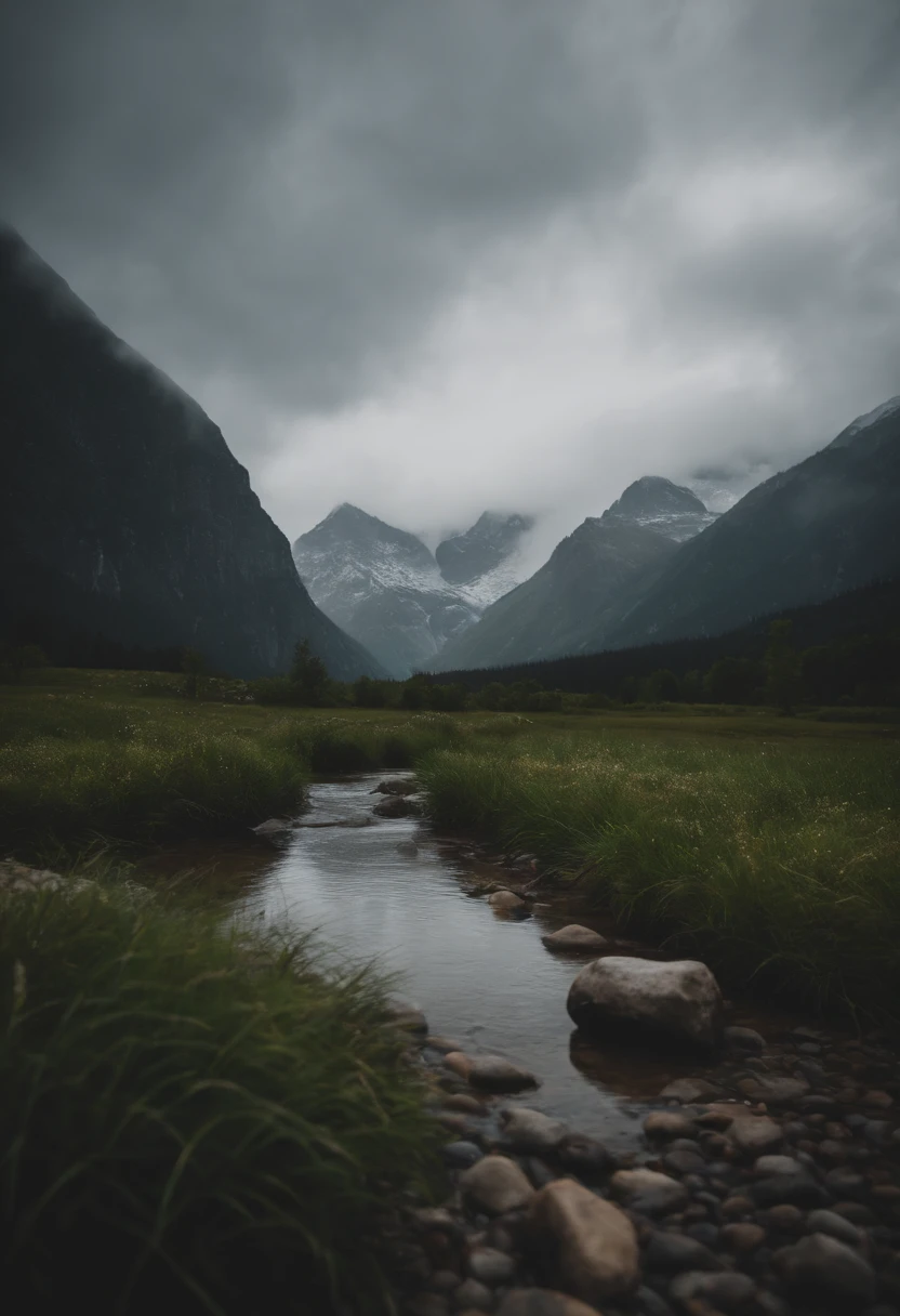 Camping in places with rivers and mountains on rainy days