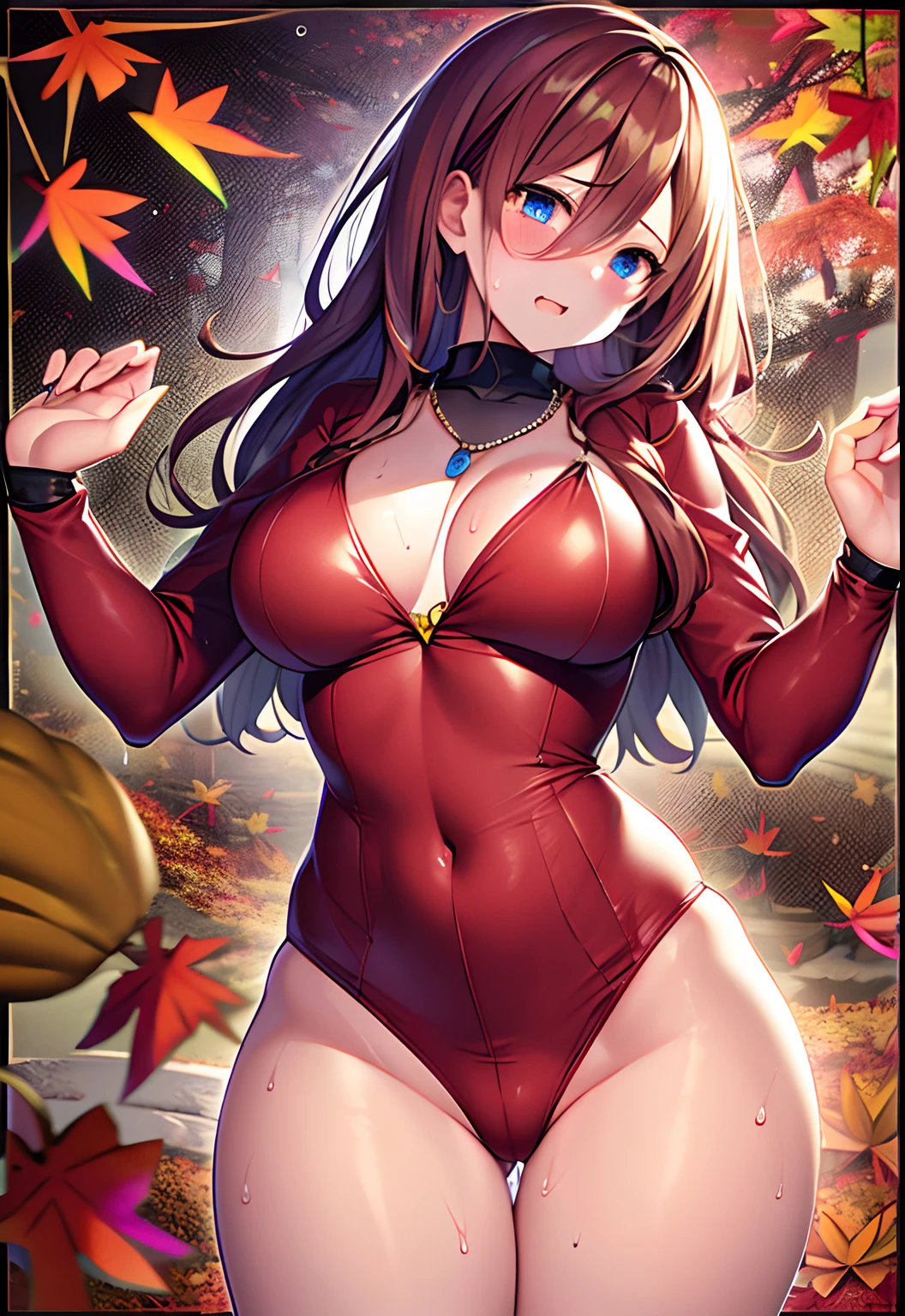 top-quality、Highly detailed anime super detail、masterpiece、tre anatomically correct、Detailed hand、(Mother 1.6)、8K、I love my tides、sexual excitement、Upper line、huge-breasted、thighs thighs thighs thighs、cold sweat、Sweat profusely、Friendly face、Stuffiness、Foreplay、(Autumn clothes:1.6)、Moisturizing skin、(Drenched body:1.3)、Detail Eye、NSFW、erotick、Glossy lotion on the head、oppressive、Best Necklaces、cum on、Stuffiness、Lustrous hair、Throwing kisses、Wink、hair on the crotch、Susuki、Halloween Backgrounds、 Vibe insertion、Autumn sky、masturbation、Streaks in the crotch、Frontal view、full-body view