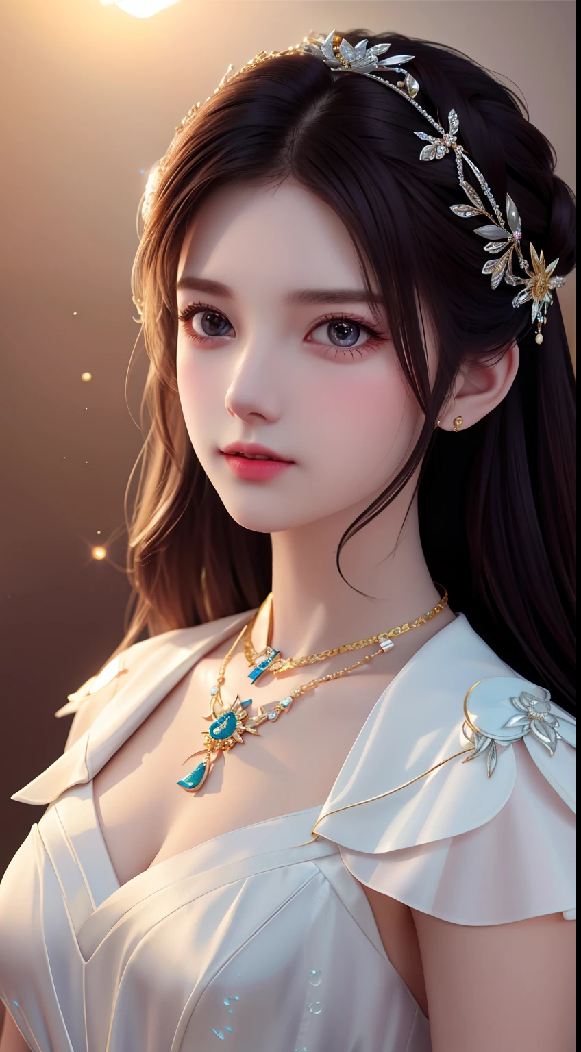 Best Quality, Masterpiece, High Resolution, 1 Girl, Porcelain Dress, Hair Accessories, Necklace, Jewelry, Beautiful Face, Physics, Tyndall Effect, Realistic, Dark Studio, Rim Lighting, Duotone Lighting, (High Detail Skin: 1.2), 8k uhd, DSLR, soft light, high quality, volumetric light, candid, photo, high resolution, 4k, 8k, bokeh