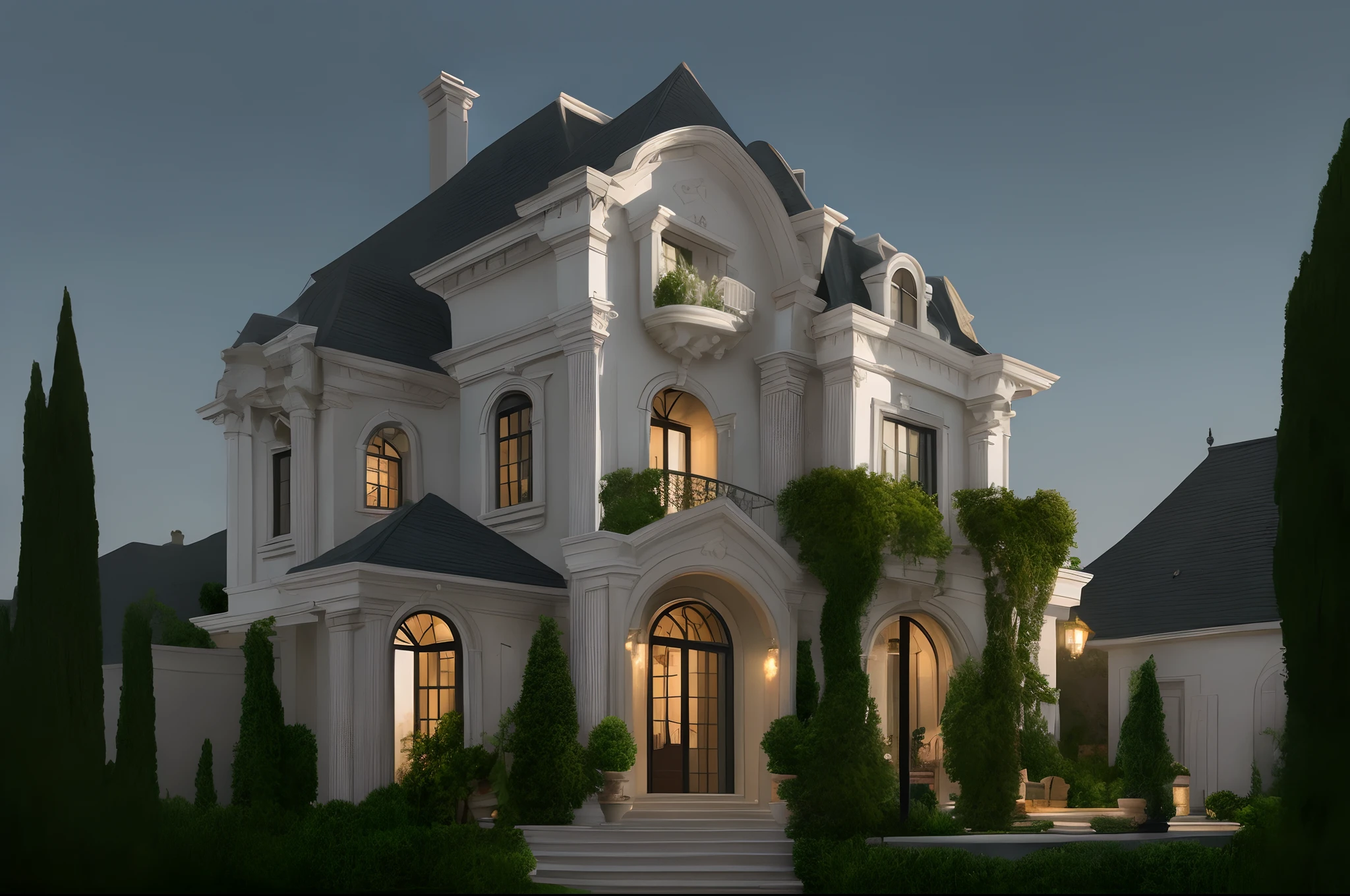 art, luxurious villa, night, fantasy