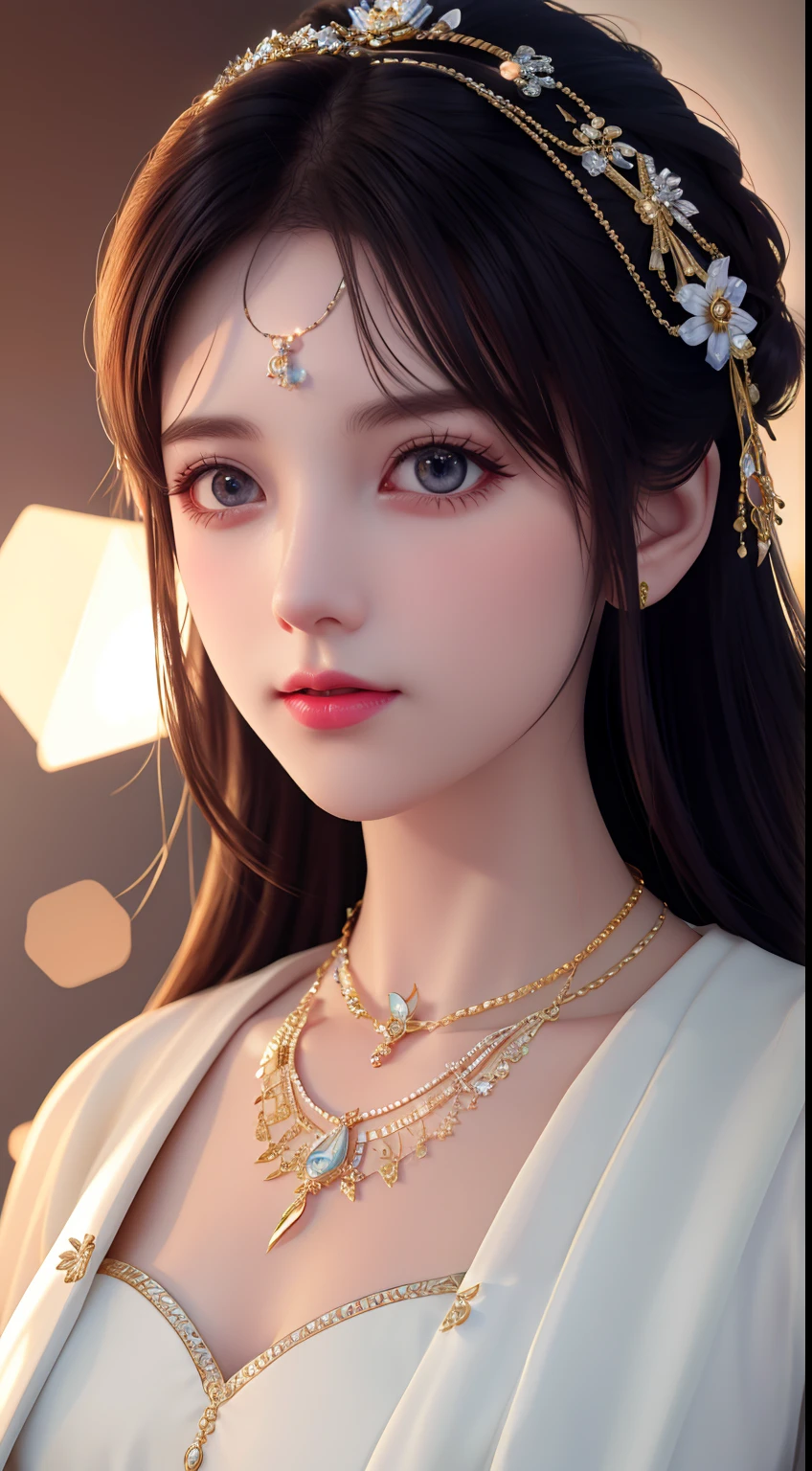Best Quality, Masterpiece, High Resolution, 1 Girl, Porcelain Dress, Hair Accessories, Necklace, Jewelry, Beautiful Face, Physics, Tyndall Effect, Realistic, Dark Studio, Rim Lighting, Duotone Lighting, (High Detail Skin: 1.2), 8k uhd, DSLR, soft light, high quality, volumetric light, candid, photo, high resolution, 4k, 8k, bokeh