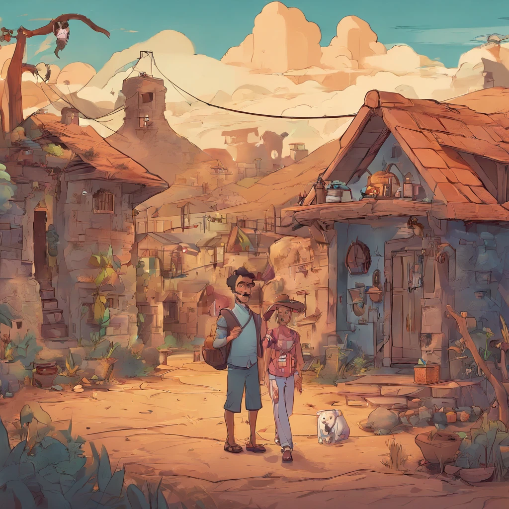 Pedro, Laura and John were inseparable neighbors and shared a passion for adventure. The illustration is a high definition illustration in 4K resolution with highly detailed facial features and cartoon style visuals.