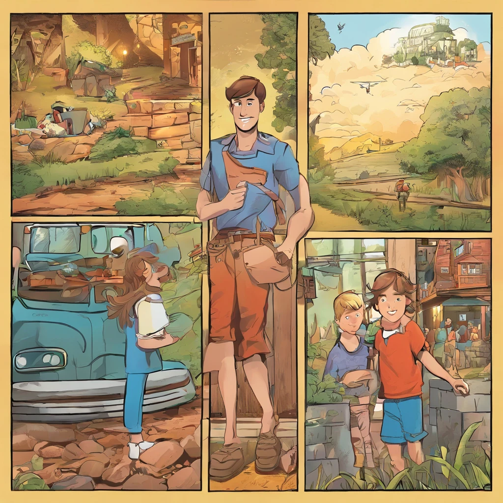the children Peter, Laura and John were inseparable neighbors and shared a passion for adventure. The illustration is a high definition illustration in 4K resolution with highly detailed facial features and cartoon style visuals.