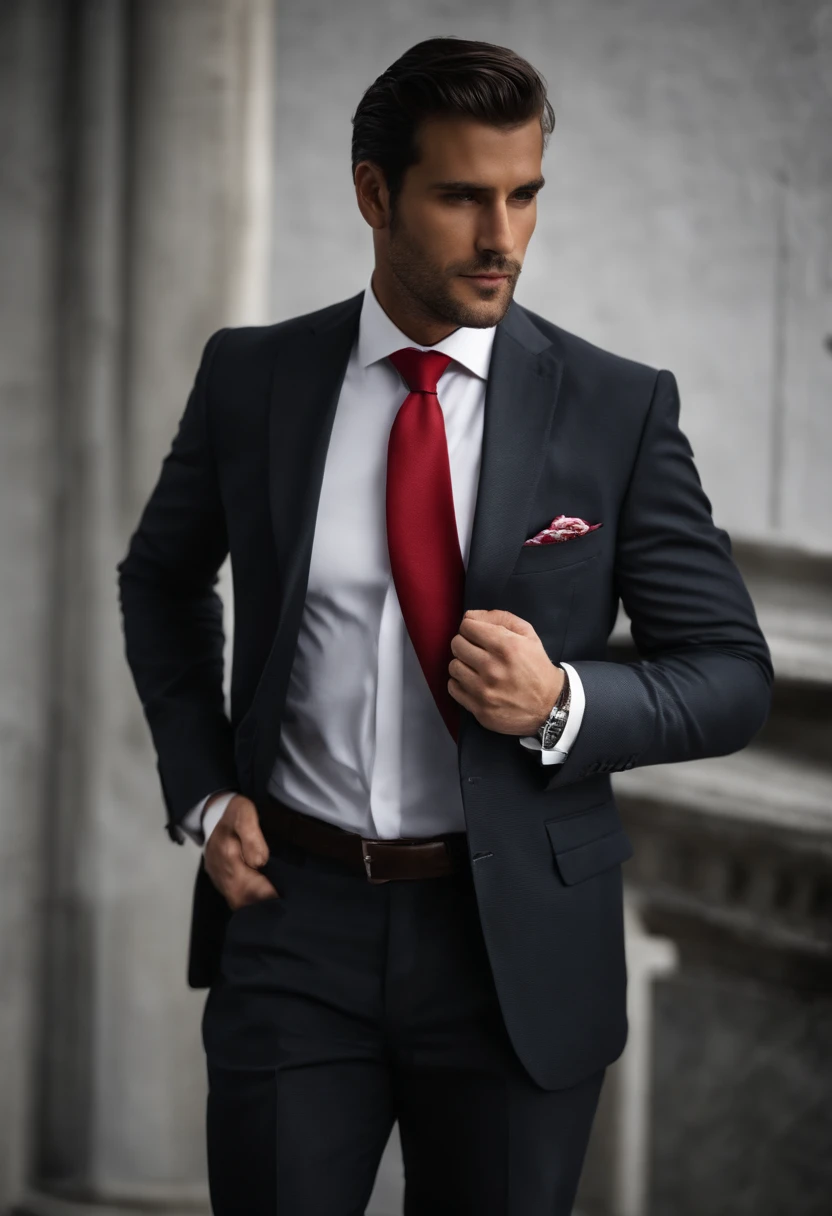 Arafed Man in suit adjusting tie in the dark, con traje y corbata, Llevar traje y corbata, Detalle del tema: usar un traje, con traje y corbata, Llevar traje de negocios, usar un traje de negocios, Llevar traje, Wear tunics and ties, Traje y corbata, usar un traje, Usar un traje de negocios estricto, Vestido con traje rojo