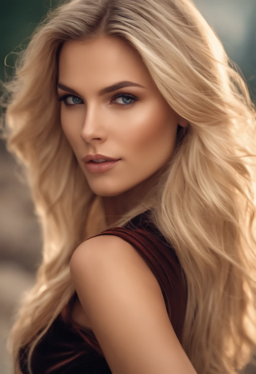 blonde hair brown eyes supermini skirt wearing hips visibly in the middle with distant breasts