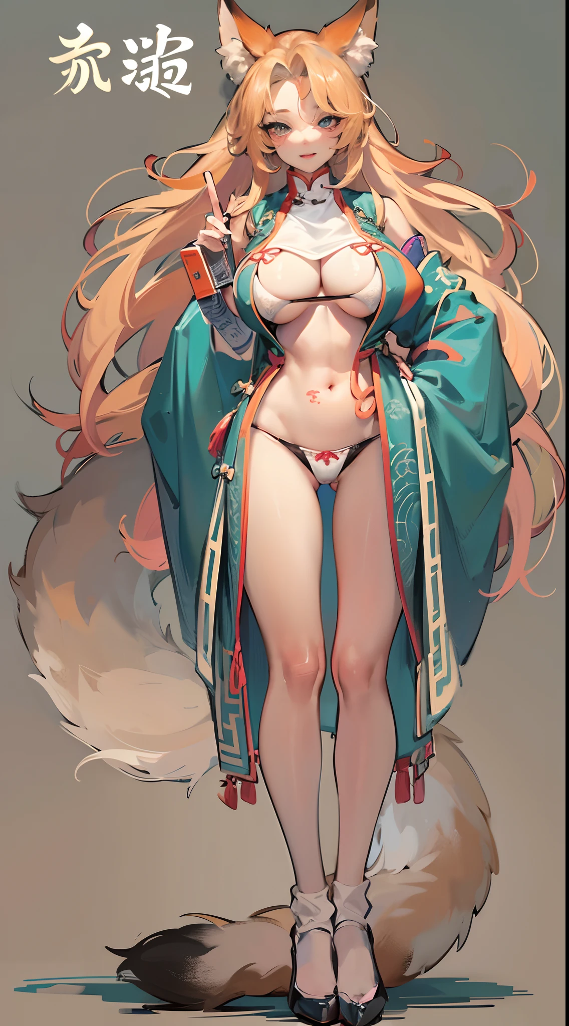 a beauty girl,Mature face,a matural female,Fluffy tail hair,Ultra-loose underwear,clothes slipping off,Anterior convex and posterior,Straight chest,Ruddy complexion,Huge fox tail,nabel,(huge tit),adventurer,tit,areola of breast,pantiess,(stocklings),Human Services Group,((illustrated)),split,((Chinese tradition)),(pantiess),(Prostitutes),(Raised sexy),(Obscene lines)