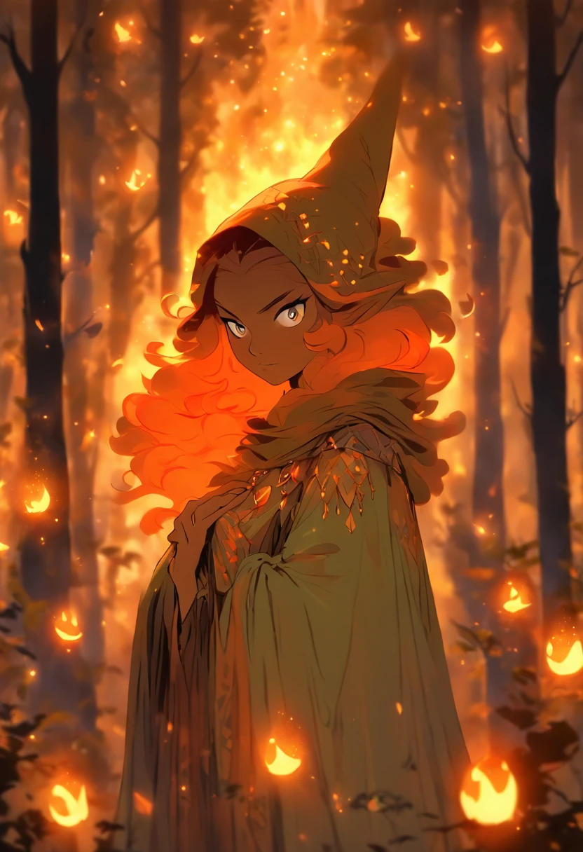 A witch with (vibrant, fiery) orange hair casting (powerful, mesmerizing) glowing orange spells, wearing a flowing blue robe, inside of a (mysterious, enchanted) mystical forest. The forest is filled with (ancient, towering) trees covered in moss and (twinkling, magical) fireflies. The witch's eyes are (piercing, intense) and her lips are (dark, enchanting) red. The forest is bathed in (ethereal, soft) golden sunlight, creating (dappled, dreamy) shadows on the forest floor. The atmosphere is filled with (whispers, whispers of arcane knowledge) and the smell of (herbs, herbs and earth). The witch's spells create (sparks, sparks of energy) that dance through the air, illuminating the forest with their (warm, vibrant) orange glow. The air is filled with the sound of (crackling, crackling magic) and the hoot of an (elusive, mystical) owl. The witch's presence is both (alluring, mysterious) and (empowering, captivating), as she harnesses the magic of the forest to weave (intricate, intricate) spells. The scene exudes an aura of (magic, magic and enchantment), inviting the viewer to step into this (spellbound, spellbound) world. (best quality, highres), ultra-detailed, photorealistic:1.37. [HDR], [studio lighting].