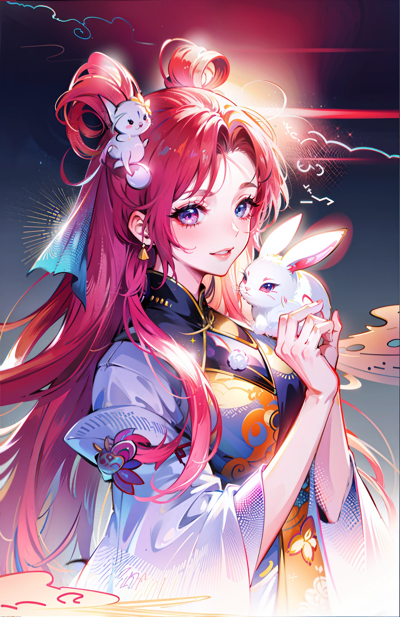 White rabbit,style of anime4 K, Anime moe art style, Anime style illustration, Anime style. 8K,