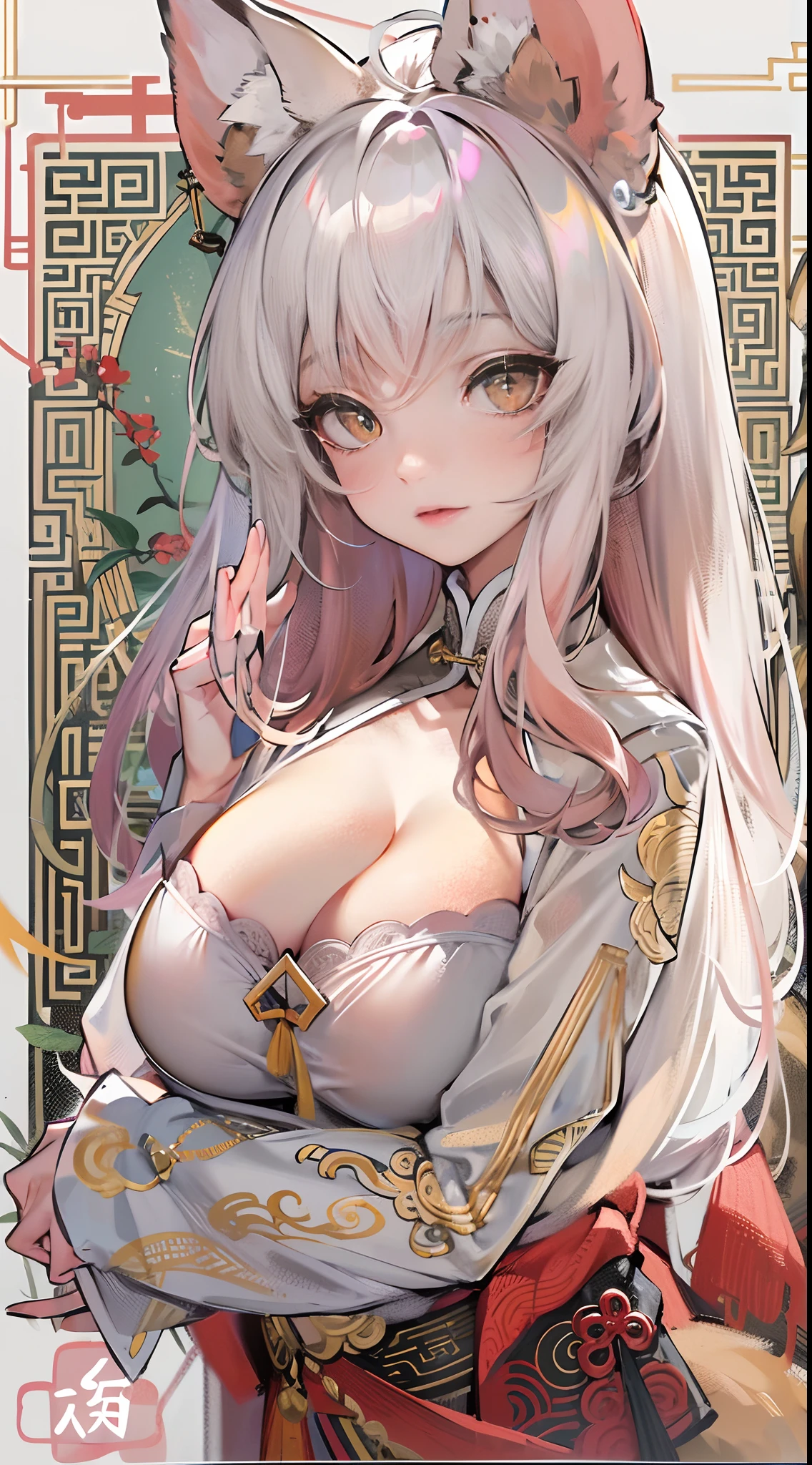 a beauty girl,Mature face,a matural female,Fluffy tail hair,Ultra-loose underwear,clothes slipping off,Anterior convex and posterior,Straight chest,Ruddy complexion,Huge fox tail,nabel,(huge tit),adventurer,tit,areola of breast,pantiess,(stocklings),Human Services Group,((illustrated)),split,((Chinese tradition)),(pantiess),(Prostitutes),(Raised sexy),(Obscene lines),a character portrait