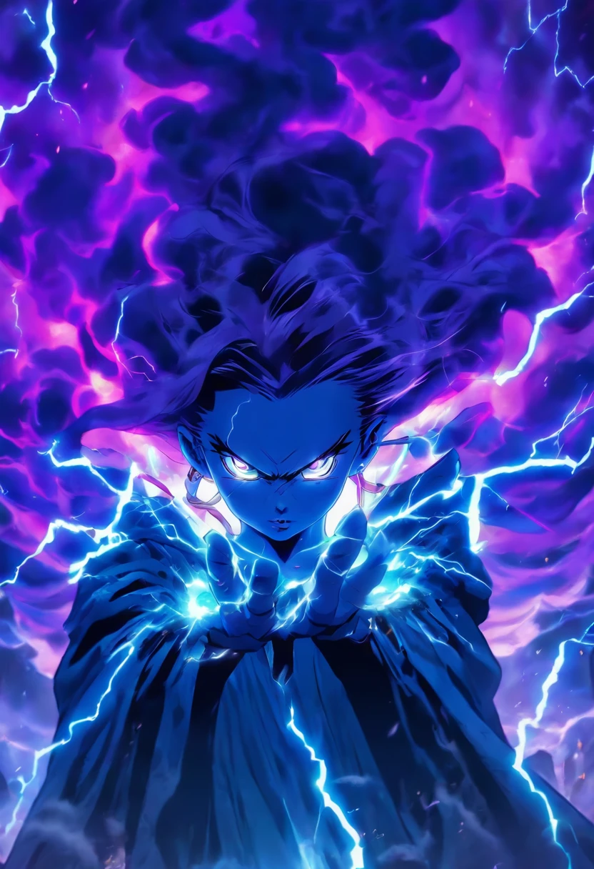 (best quality,4k,8k,highres,masterpiece:1.2),ultra-detailed,(realistic,photorealistic,photo-realistic:1.37),purple haired witch,casting lightning,(detailed,elaborate,complex) spell,(sinister,evil) grin,(focused,intense) eyes,(magical,arcane) energy,(dark,gloomy,ominous) atmosphere,crackling thunderstorm,dark lipstick,sharp cheekbones,vibrant purple hair,flowing robes,mystical background,haunting,sadistic expression,fierce determination,witchcraft,electricity,storm,enchanted powers,secrets of the night,casting spell,mysterious aura,electric sparks,unleashing power,menacing presence,dark sorcery,malicious intent,dramatic lighting,eerie glow,colorful wisps,otherworldly feel,ominous clouds,electric blue,thunder and lightning,powerful witch,spellbinding,mesmerizing artwork