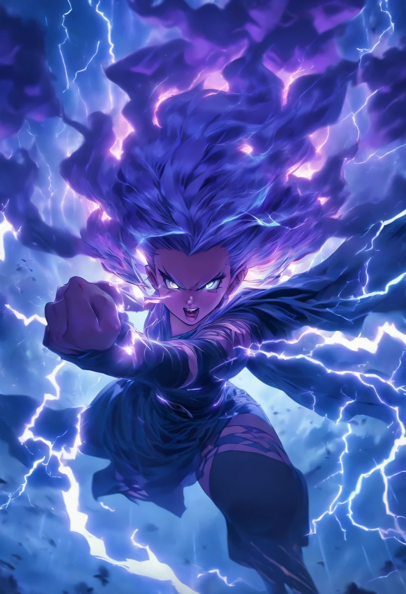 (best quality,4k,8k,highres,masterpiece:1.2),ultra-detailed,(realistic,photorealistic,photo-realistic:1.37),purple haired witch,casting lightning,(detailed,elaborate,complex) spell,(sinister,evil) grin,(focused,intense) eyes,(magical,arcane) energy,(dark,gloomy,ominous) atmosphere,crackling thunderstorm,dark lipstick,sharp cheekbones,vibrant purple hair,flowing robes,mystical background,haunting,sadistic expression,fierce determination,witchcraft,electricity,storm,enchanted powers,secrets of the night,casting spell,mysterious aura,electric sparks,unleashing power,menacing presence,dark sorcery,malicious intent,dramatic lighting,eerie glow,colorful wisps,otherworldly feel,ominous clouds,electric blue,thunder and lightning,powerful witch,spellbinding,mesmerizing artwork