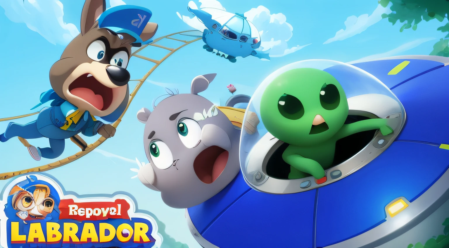 cartoon style, 2d cartoon, cute cartoon, alien