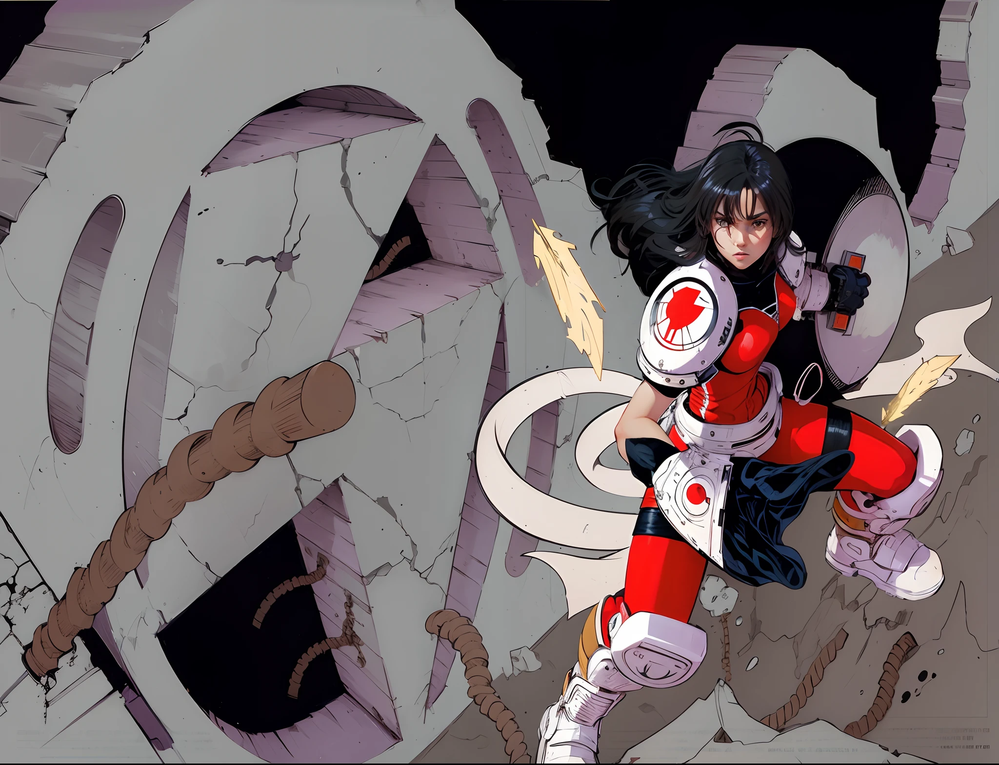 girl holding shield