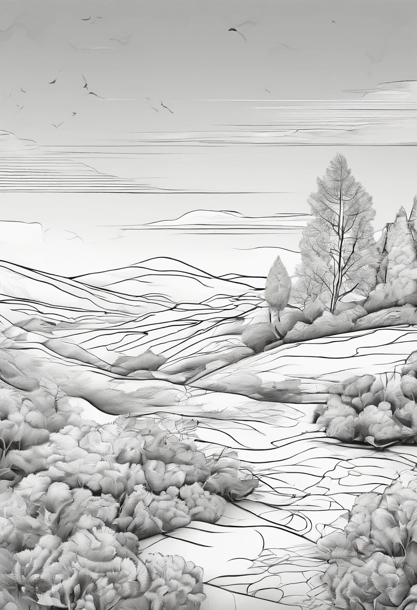 Create a landscape whose elements align between shadows and objects to form a sad masculine feature