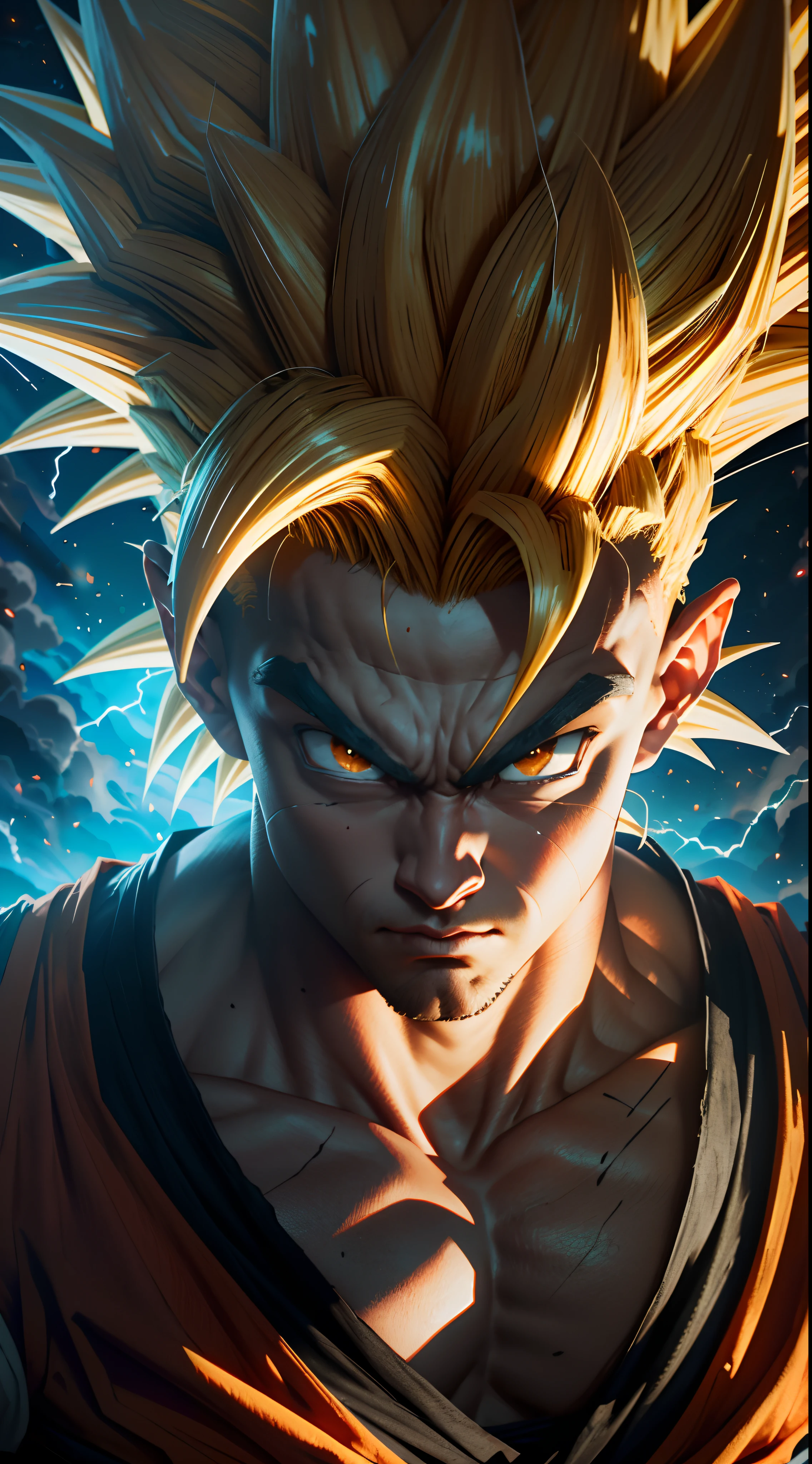 a close up of a cartoon character with a yellow hair, super saiyan, super saiyan goku, super sayan, super sayian goku, super saiyan 3, going super saiyan, dragon ball concept art, dragon ball artstyle, 4 k manga wallpaper, goku from dragon ball, an epic anime of a energy man, 4k anime wallpaper