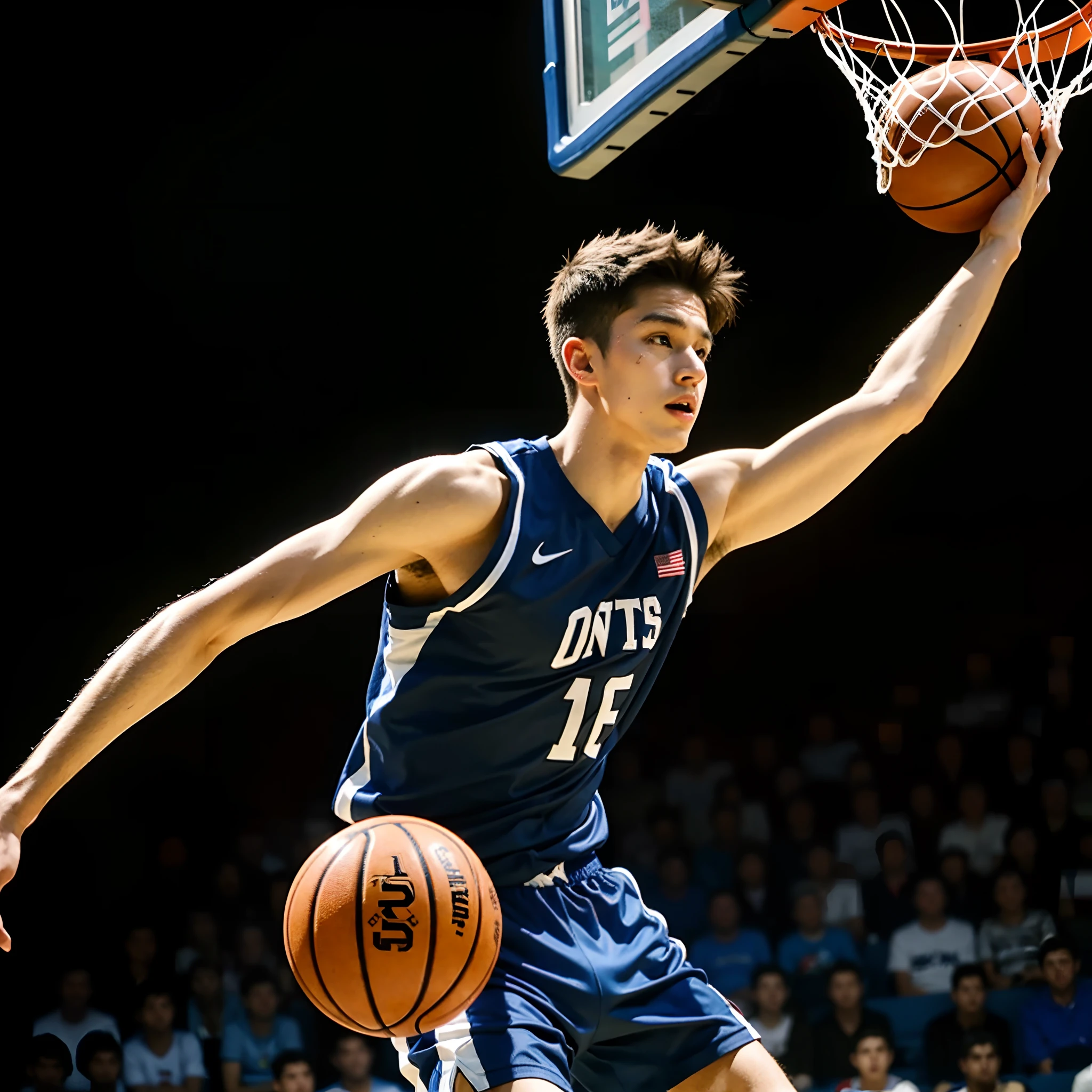 A handsome boy，20yr old，Playing basketball，K HD