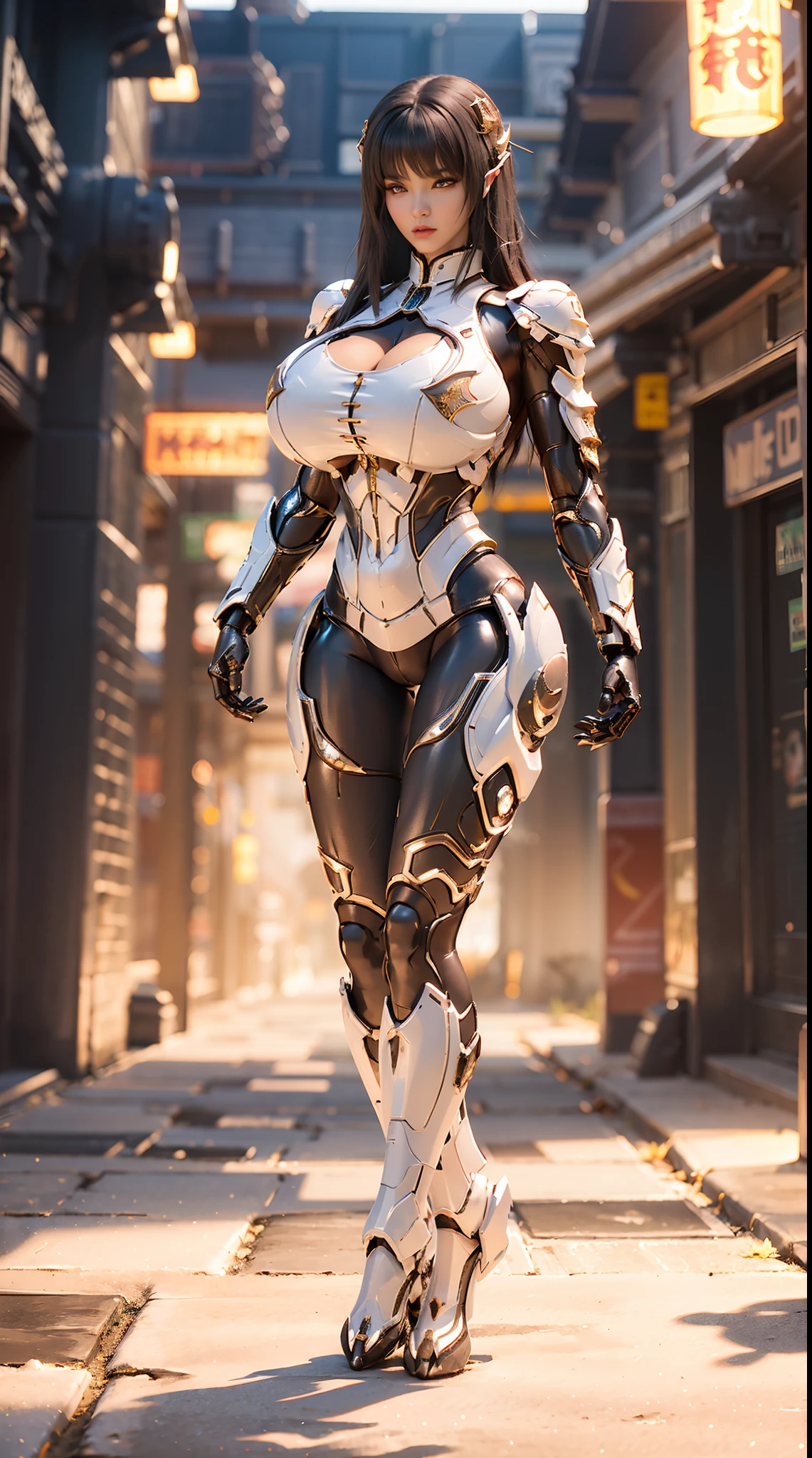 (3D REALISTIC), HUGE FAKE BOOBS, (BEAUTIFUL), (WHITE, BLACK), (BLACK HAIR), DRAGON SCALE ARMORED GEAR, FUTURISTIC DRAGON MECHA SUIT, (CLEAVAGE), (SKINTIGHT YOGA PANTS), (TALL LEGS), FRONT, (STANDING), SLENDER SEXY BODY, MUSCLE ABS, UHD, 8K, 1080P.
