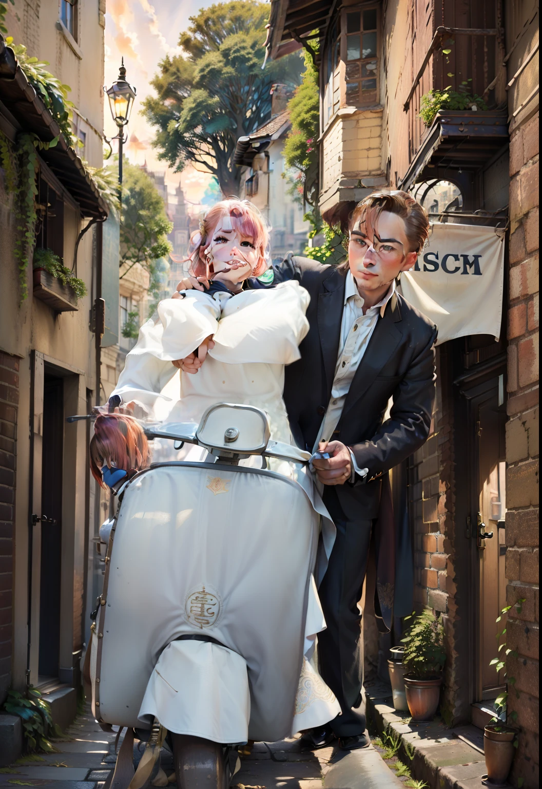 vintage city),(best quality,highres),vintage photography,old buildings,romantic atmosphere,flourishing trees,beautiful sunset,shadows and light,traffic passing by,people strolling on the streets,vibrant colors,busy city life,peaceful and nostalgic,authentic charm,retro vibe,cobblestone streets,street vendors selling flowers,smell of freshly brewed coffee,an antique car parked on the roadside,crumbling walls with ivy growing,strong architectural details,old-fashioned lampposts,gentle breeze whispering through the leaves,hidden alleys waiting to be explored,sound of distant music filling the air,distant view of a river or bridge,childhood memories coming to life,secrets of the past waiting to be discovered,vibrant sky with fluffy clouds,sparkling stars in the night,sense of history and story infused in every corner,warm and inviting,transporting you to another era.