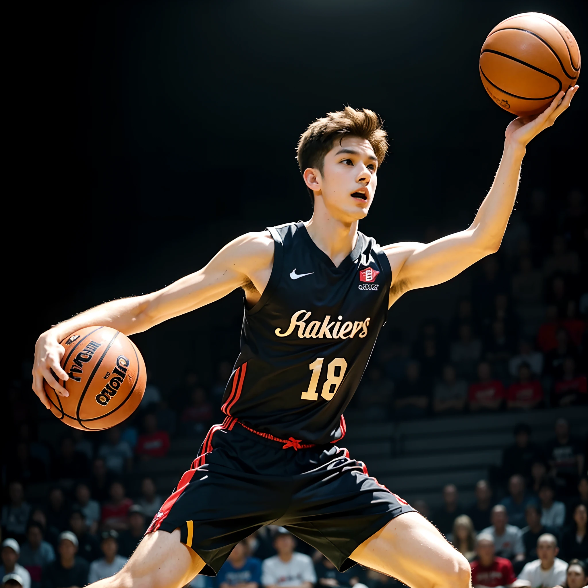 A handsome boy,20yr old,Playing basketball,K HD