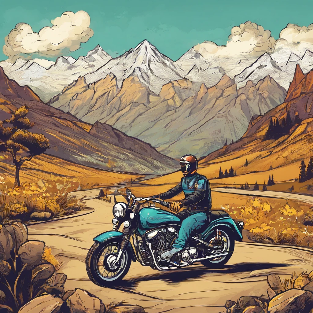 Make vector motorcycle adventure vintage logo design "Vitopna" with mountains, vintagestyle