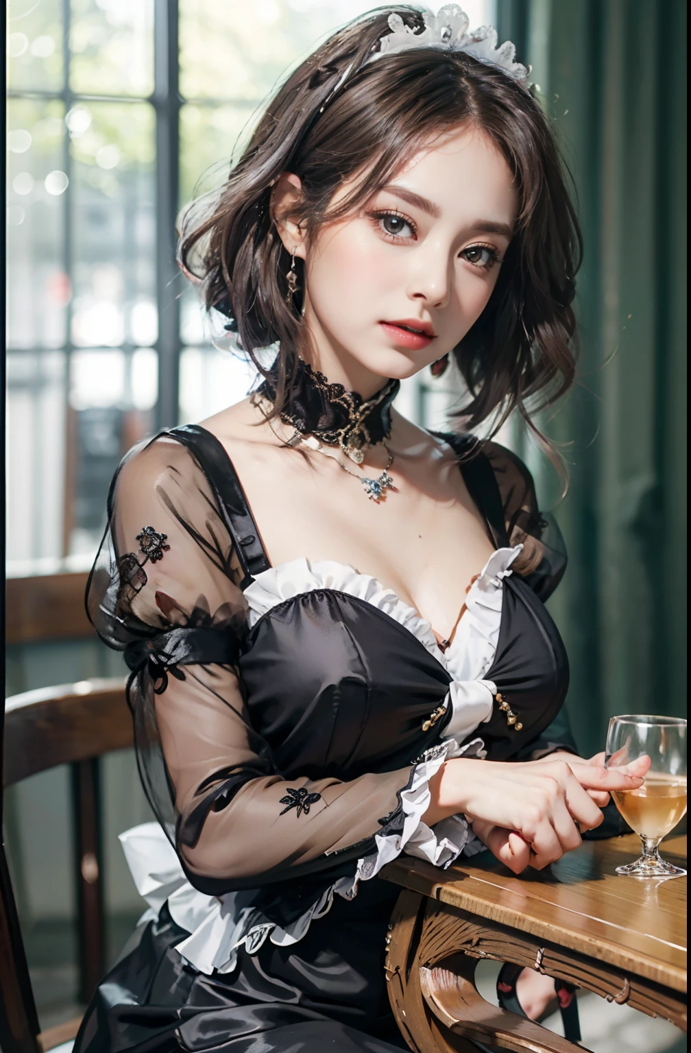 Highest quality, masterpiece, Ultra-high resolution, (Real: 1.4), Original photo, 1 girl, Black Hair, Glowing Skin, 1. Mechanical Girl, (超Real细节)), Portraiture, Global Illumination, Shadow, Octane Rendering, 8k,16K, Ultra Sharp, not a big deal, Bare skin is revealed through the cleavage, Metal, Intricate decorative details, More about Japan, Very intricate details, Real光线, CG Trends, Purple eyes, Glowing Eyes, Facecamea, Neon Details, Mechanical Limbs, Blood vessels connected to tubes, Mechanical vertebrae attached to the back, Mechanical fixation of the cervical spine, Sitting, Wires and cables connected to the head, Small LED Light,Large Breasts