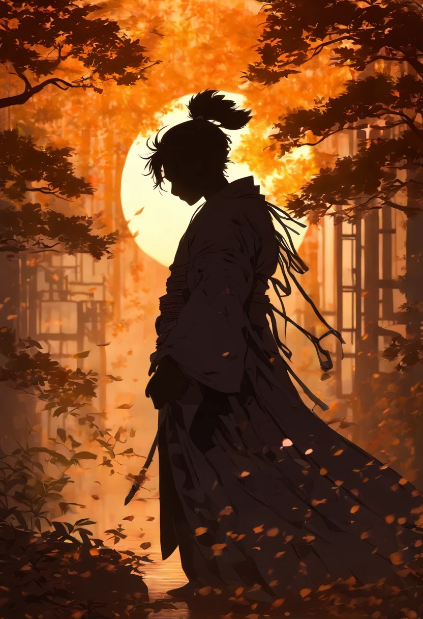 (Silhouette art, incision:1.6) (((arte em papel cortado, A world where only black exists:1.3), 1 boy, Solo, (Ancient Chinese warriors, hair-bun, Holding a precious sword, Hanfu, profile:1.2), White, Clear and beautiful face, Behind the full moon (A pear blossom tree, Fallen leaves fall, ) Textured glass background, atmospheric perspective, vanishing point, wide shot, masterpiece, ccurate, anatomically correct, high details, best quality, award winning, 8k