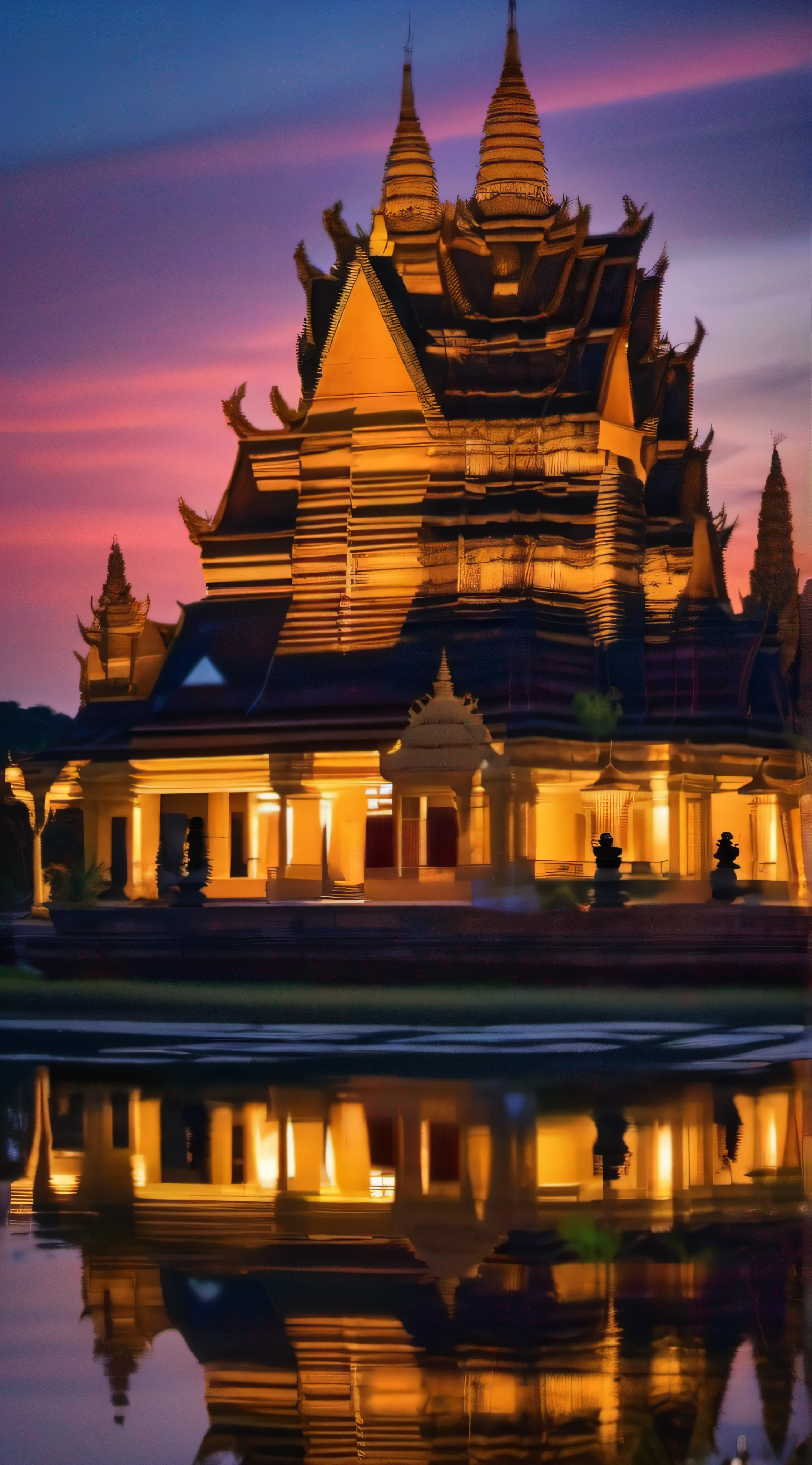 Beauty pagoda in Cambodia in the evening