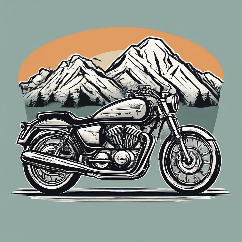 Make vector motorcycle adventure vintage logo design "Vitopna" with mountains, vintagestyle