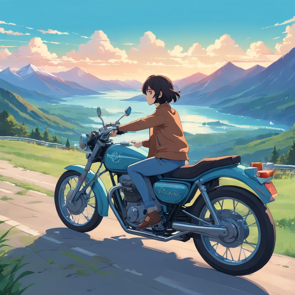 Make vector motorcycle adventure vintage logo design "Vitopna" with mountains, vintagestyle