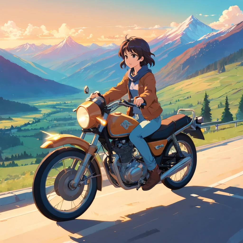 Make vector motorcycle adventure vintage logo design "Vitopna" with mountains, vintagestyle