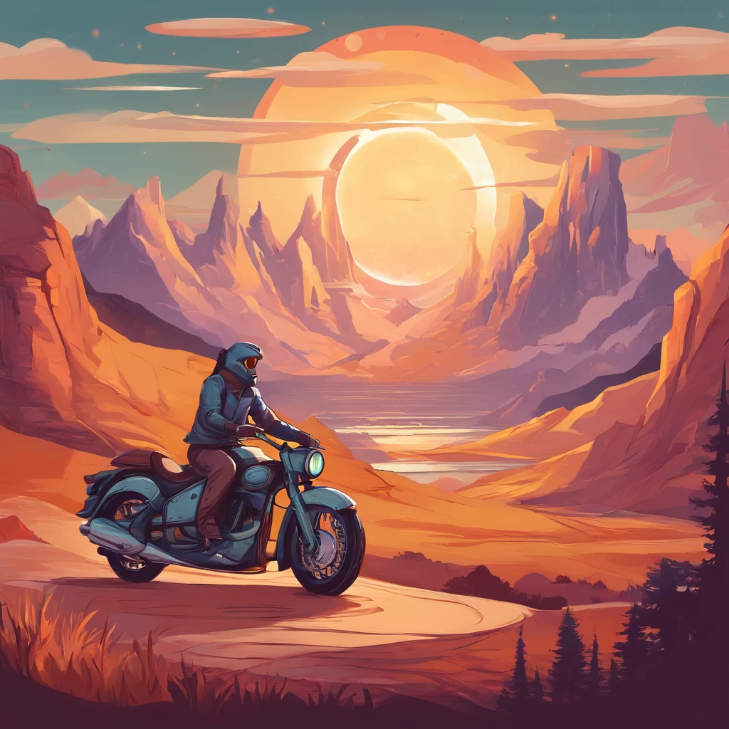 Make vector motorcycle adventure vintage logo design "Vitopna" with mountains, vintagestyle