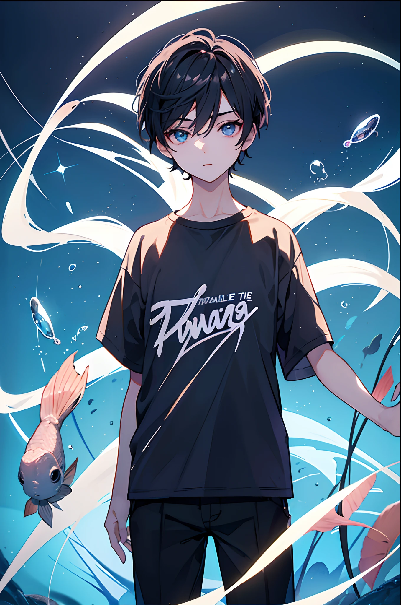 twinks male people short dark hair aquariums Watch the fish masterpiece Top image quality Darken shading(light) Clear cinematic shadow Increased attractiveness of the eyes {Perfect face} Clear the shine of the eyes Draw eyelashes neatly
