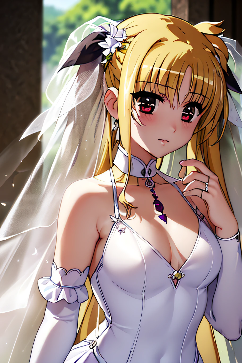 Life activities, one girls, ((chies:2.5)),(masutepiece:1.2), 独奏,Outdoors,Best Quality,Best Beautiful Girl, High resolution, Unity 8k壁纸, (Illustration:0.8), Perfect Lighting, extremely details CG, (Perfect hands, Perfect Anatomy),model poses,Eyes open,(masutepiece:1.2), Best Quality, Fate Testarossa, 1girl in, Long hair, a blond,Twin-tailed, a black ribbon,((wedding dress:1.5)), Park, High resolution, Unity 8k壁纸, (Illustration:0.8), extra detailed face, Perfect Lighting, extremely details CG, (Perfect hands, Perfect Anatomy),masutepiece, Best Quality,Cowboy Shot,((Be undress:2.0)((Be undress:2.0))((Be undress:2.0))((Be undress:2.0))((Be undress:2.0))((Be undress:2.0))((Be undress:2.0))((Be undress:2.0))((Be undress:2.0))((Be undress:2.0))((Be undress:2.0))((Be undress:2.0))((Be undress:2.0))((Be undress:2.0)))((Be undress:2.0)),(('NSFW:2.0),red blush,9years old、tiny chest,Happy expression on face,s girl,