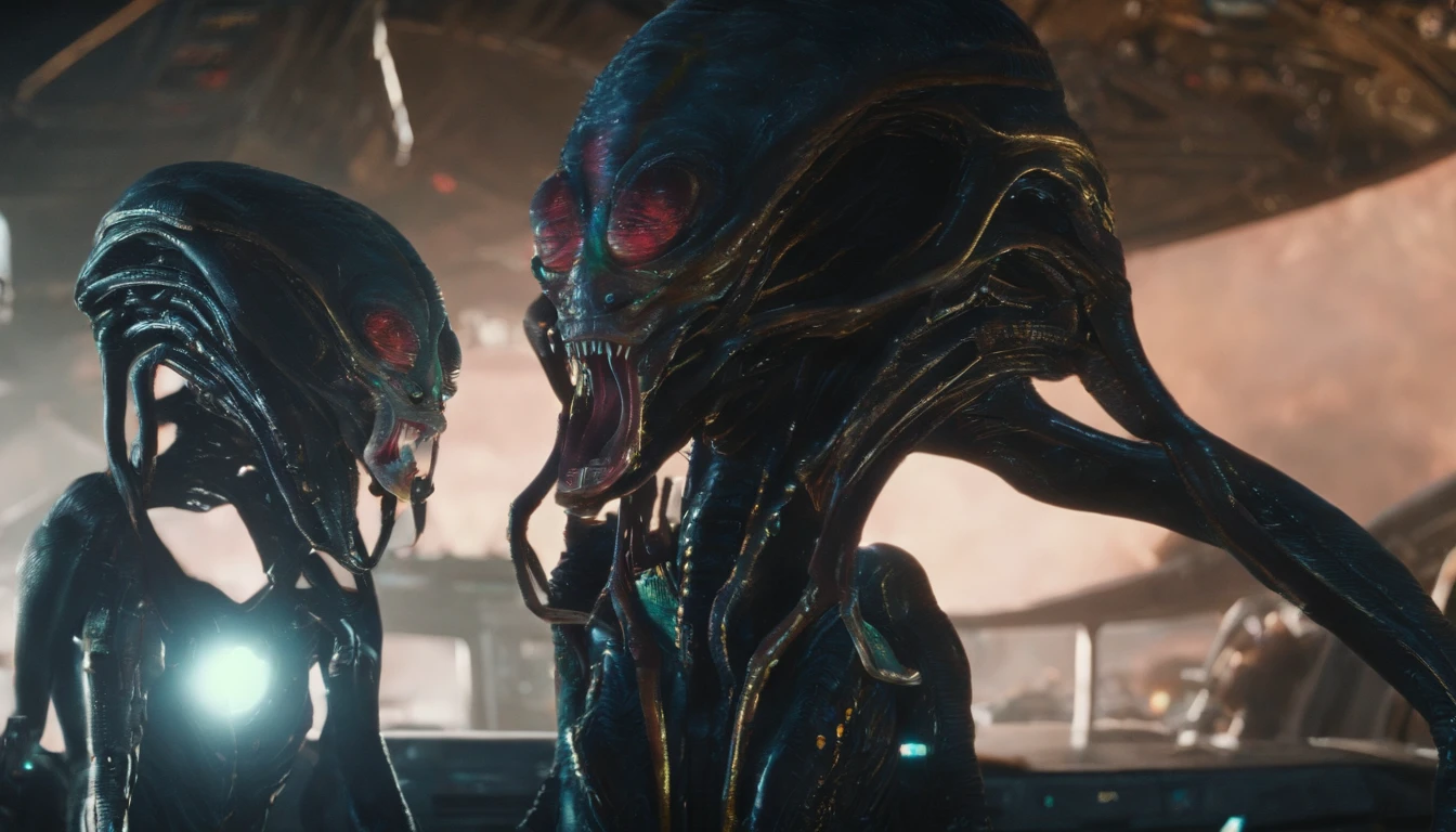 Different Alien Races, foco nítido, qualidade 8k, Foto RAW, detalhes intricados