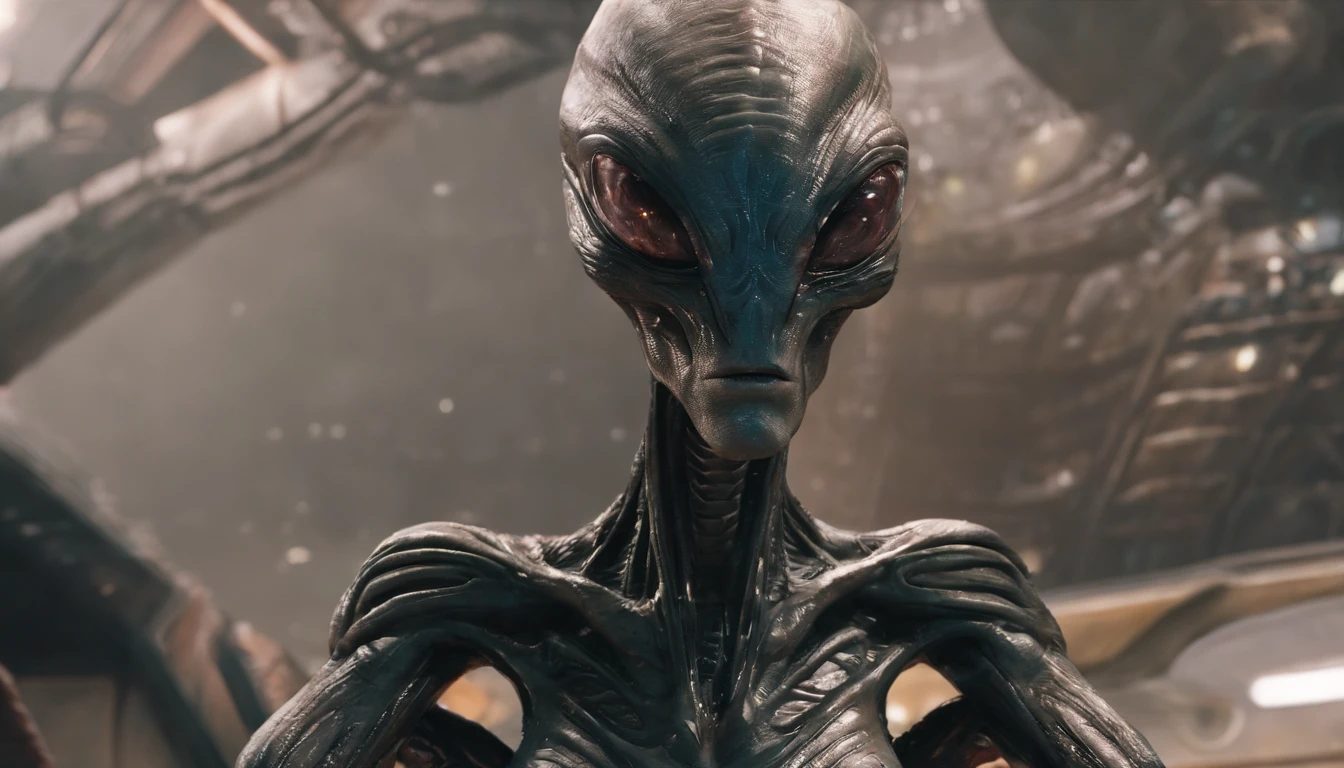 fantchar, a translucent ethereal alien with delicate features in a sci-fi setting, glowing from within, sparks and lights, moonlight, moon, close-up, realistic, highly detailed, intricate