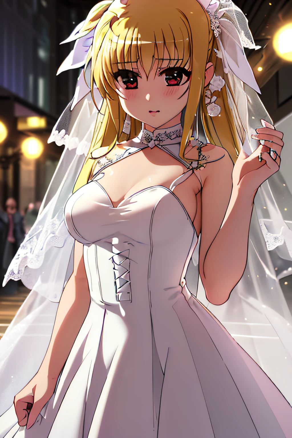 Life activities, one girls, ((chies:2.5)),(masutepiece:1.2), 独奏,Outdoors,Best Quality,Best Beautiful Girl, High resolution, Unity 8k壁纸, (Illustration:0.8), Perfect Lighting, extremely details CG, (Perfect hands, Perfect Anatomy),model poses,Eyes open,(masutepiece:1.2), Best Quality, Fate Testarossa, 1girl in, Long hair, a blond,Twin-tailed, a black ribbon,((wedding dress:1.5)), Park, High resolution, Unity 8k壁纸, (Illustration:0.8), extra detailed face, Perfect Lighting, extremely details CG, (Perfect hands, Perfect Anatomy),masutepiece, Best Quality,Cowboy Shot,((Be undress:2.0)((Be undress:2.0))((Be undress:2.0))((Be undress:2.0))((Be undress:2.0))((Be undress:2.0))((Be undress:2.0))((Be undress:2.0))((Be undress:2.0))((Be undress:2.0))((Be undress:2.0))((Be undress:2.0))((Be undress:2.0))((Be undress:2.0)))((Be undress:2.0)),(('NSFW:2.0),red blush,9years old、tiny chest,Happy expression on face,s girl,