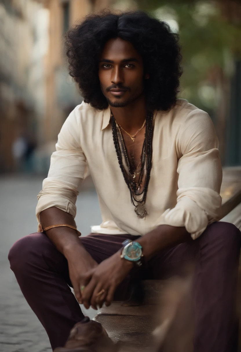 a dark skinded guy with long black indian hair looking like a game addict