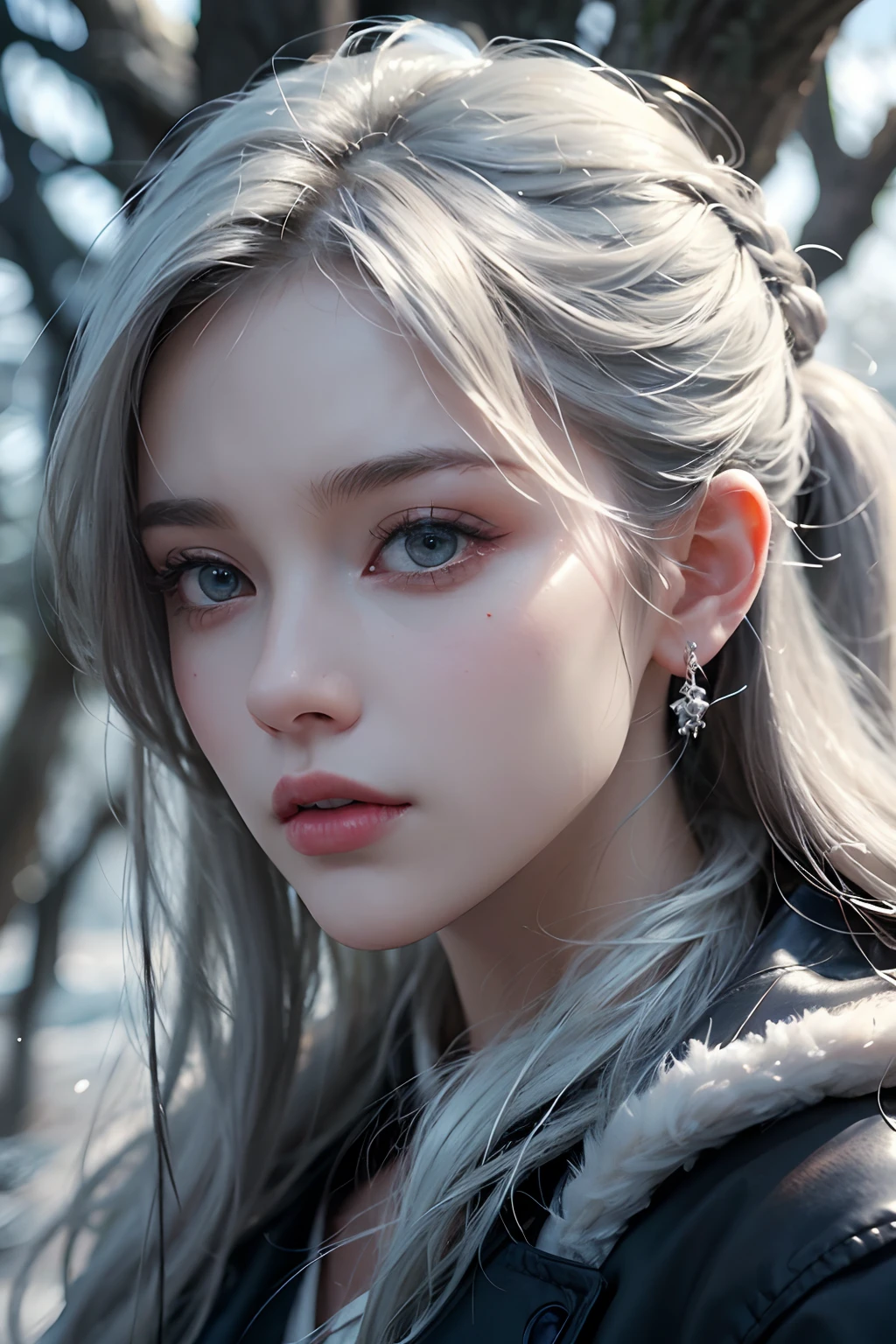 1girl, handsome girl, white hair pony tail, patrol in the frost forest, intricate, solo focus, realistic, dynamic pose realistic, detailed and correct facial structure, handsome, attractive, slightly muscular, cinematic lighting, unreal engine, trending on ArtStation, intricate details, masterpiece, best quality, by Irakli Nadar, Greg Rutkowski，(((best quality))),(((ultra detailed))),(((masterpiece)))