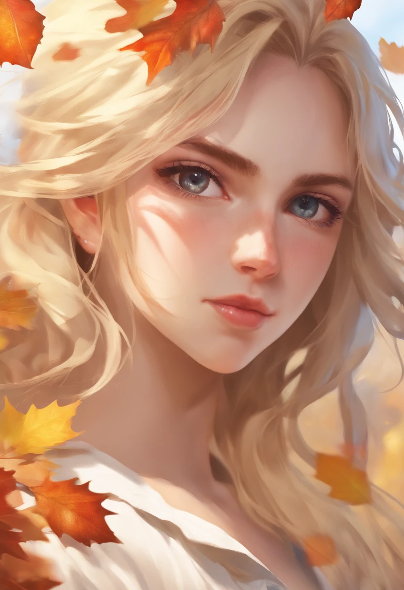 A ((blonde male)) with a ((brunette female)), photorealistic, High resolution, ((perfect hand)), ((perfect face)), hair with many details, 8k artgerm bokeh, fanart best artstation, render photorealistic, guweiz-style art, inspired by WLOP, ig model | artgerm, detailed, stunning portrait of realistic face, beautiful, deviantart artstation cgscosiety, ((beautiful fall background))