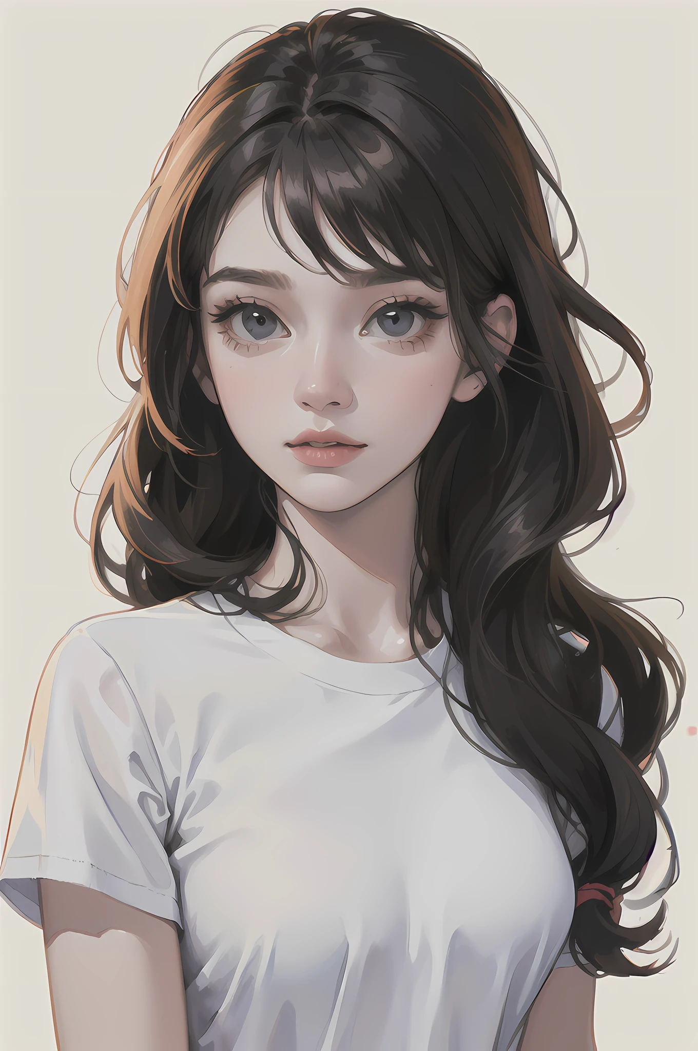 (masterpiece, best quality,:1.2), 1girl, (solo:1.3), upper body, white shirt, short sleeves, , (waifu, realistic, real life, exceptional, best aesthetic, new, newest, best quality, masterpiece:1.2), soft_lighting, soft_skin_tone, feminin_hair, (white background, simple background,:1.2), (watercolor:1.3)