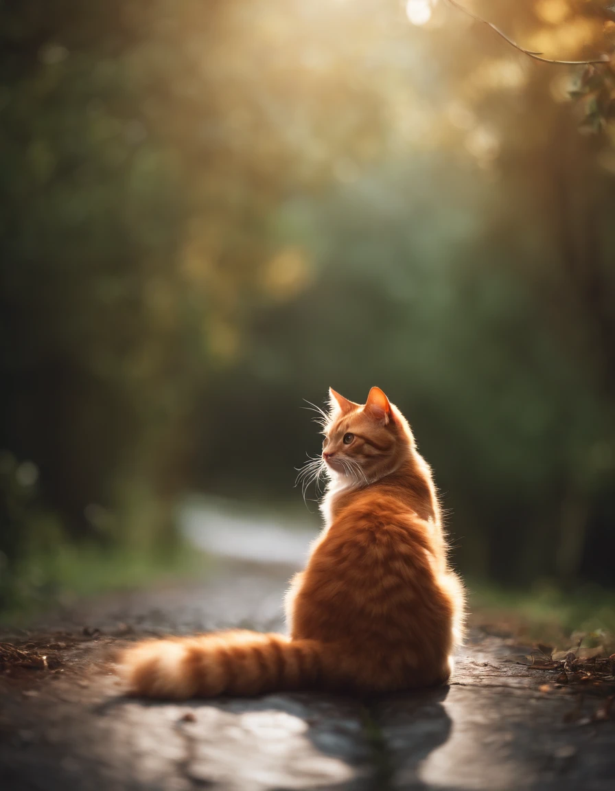 ((Best quality, 8K, Masterpiece: 1.4)),((Amazing detail: 1.3)),((illustration, Hairstyle Casual: 1.2)),((high resolution: 1.1)), A cute orange cat standing, summer coat, Fashionab, Soft light, Colorful, Depth of field, Cinematic lighting, From below, Anatomically correct, Amazing art of painting, No Man