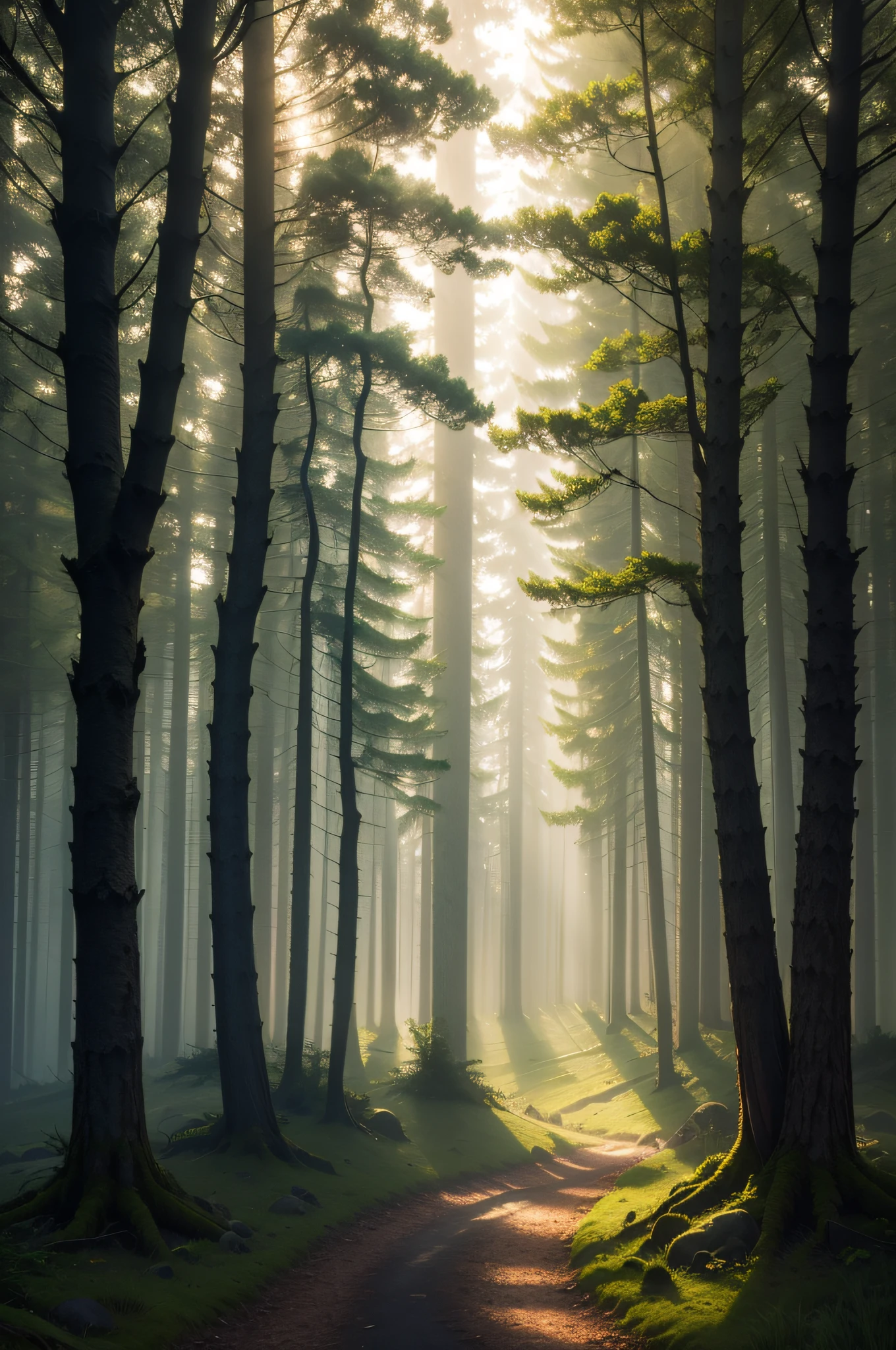 "(best quality,highres),A foggy forest with strong rays of light,moody atmosphere,misty landscape,sun rays piercing through the trees,natural beauty,vivid colors,soft and ethereal lighting,dreamlike,enchanted forest"