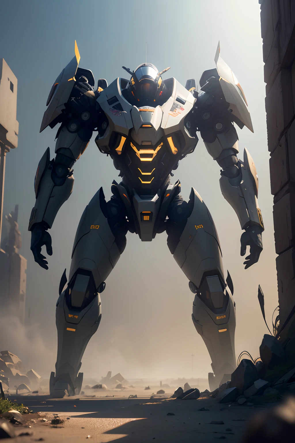 a giant mecha under maintenance at the headquarters, close top view dark FANTASY, OCTANE RENDER, scifi movie scene, DRAMATIC LIGHTING, DIGITAL PAINTING, 4K, 8K, UNREAL ENGINE