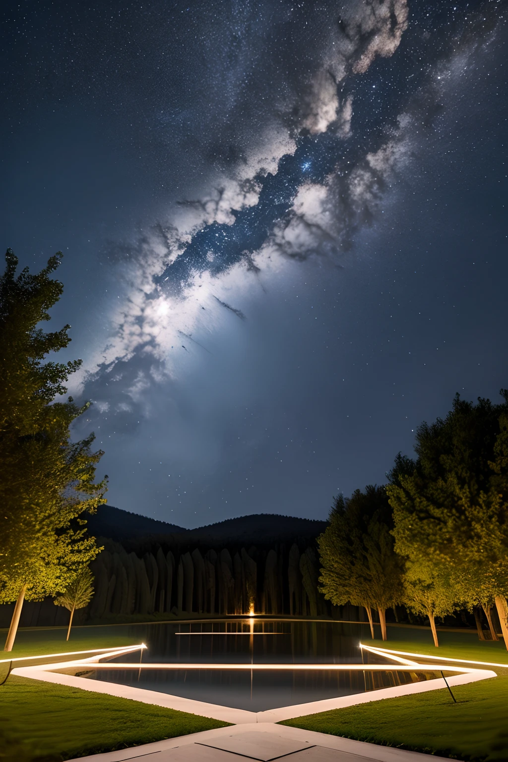 Best Quality, masuter piece, 超A high resolution, (Photorealistic:1.4), Raw photo, Professional Lighting, high-level image quality, high-detail, ​masterpiece、sparklers、nigh sky、landscapes、nighttime scene