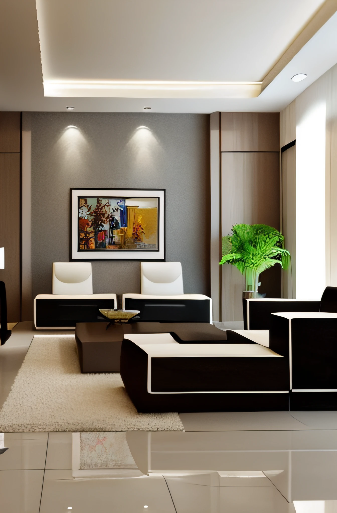 painting displayed in well modern interior wall lining room